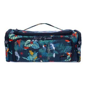 Lug Trolley Cosmetic Case Wildlife Black, Multiple Zip Pockets, Sleek Design